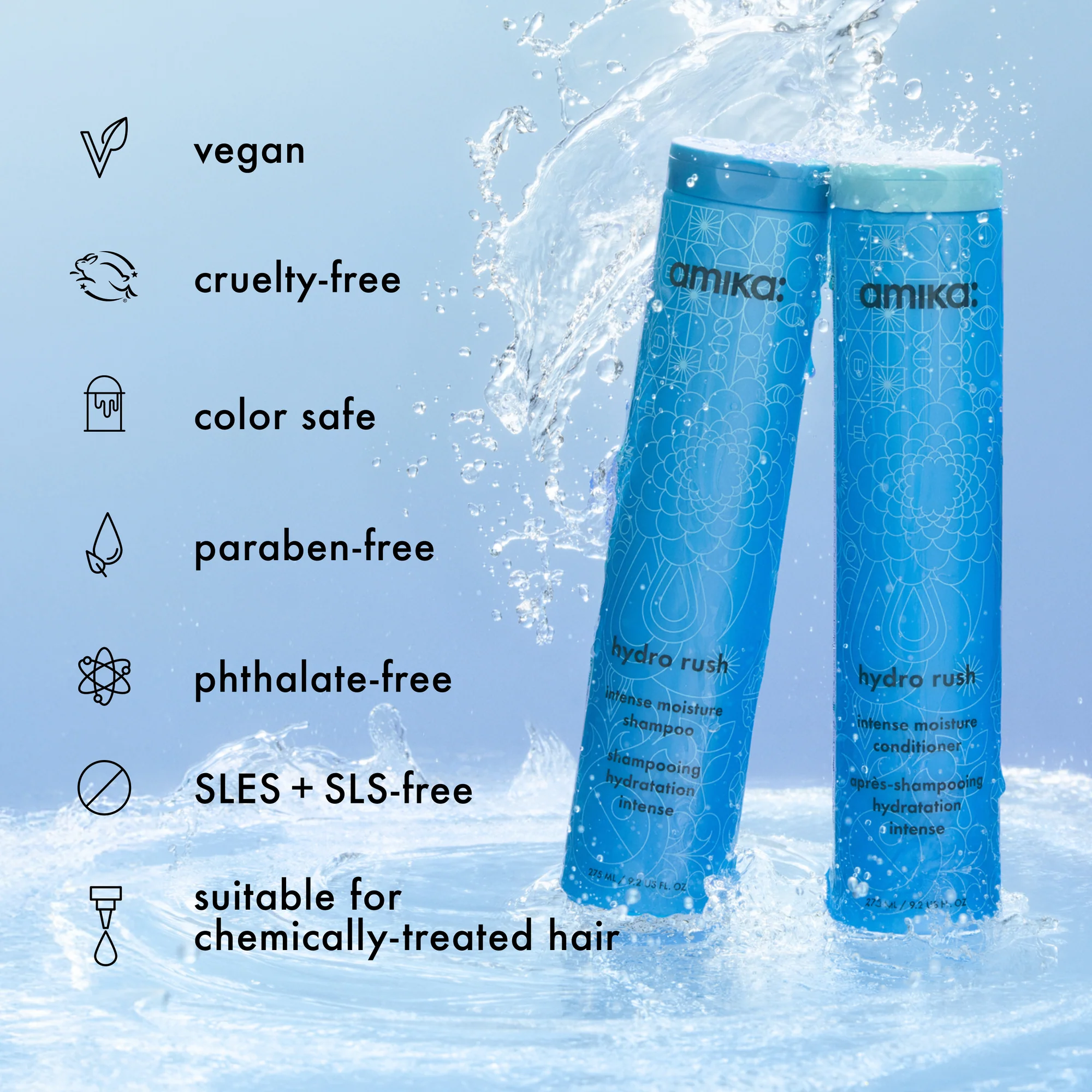 Amika - Shampoing hydratation intense Hydro Rush 275ml – Image 6